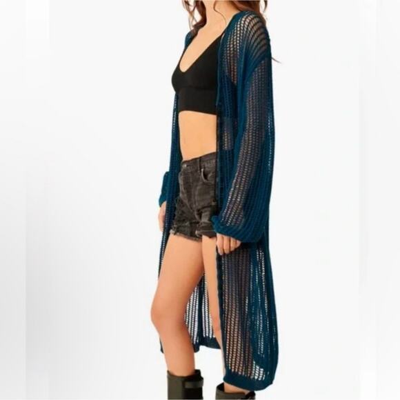 NWT Free People Lattice Open Knit Cardigan - Picture 2 of 12
